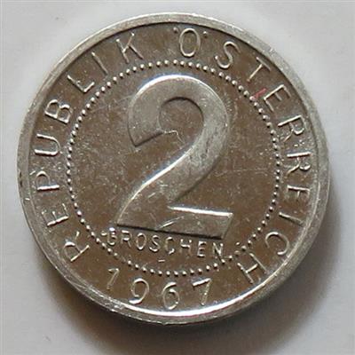 ALU 2 Groschen 1967, =0,89 g= offene PP - Münzen