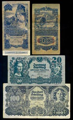 2. Republik Papiergeld 1945 (4 Scheine) - Münzen und Medaillen