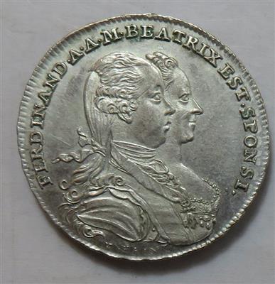 Vermählung Eh. Ferdinands mit Maria Beatrix Este - Coins and Medals