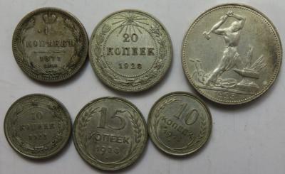 Russland (ca. 19 Stk., davon 7 AR) - Coins and medals