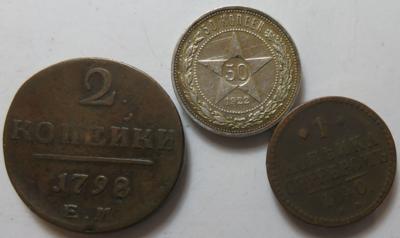 Russland (ca. 24 Stk., davon 1 AR) - Münzen und Medaillen