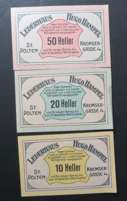 St. Pölten- Lederhaus Hugo Hempel (3 Notgeldscheine) - Münzen und Medaillen