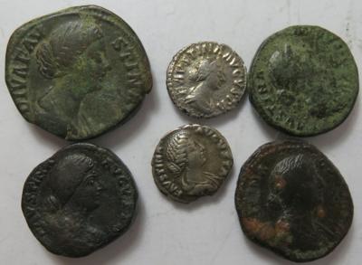 Faustina II., Gattin des Marcus Aurelius, gest. 175 (6 Stk., davon 2 AR) - Münzen und Medaillen