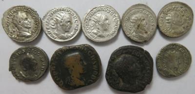 Traianus Decius, Herennia Etruscilla und Herennius Etruscus 249-251 (9 Stk., davon 7 AR/BIL) - Coins and medals