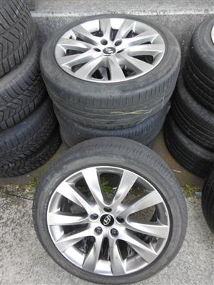 4 Reifen "2x Continental Conti Sport Contact, 2x Pirelli Cinturato P7" mit Alufelgen, - Cars and vehicles