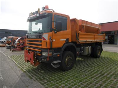 LKW "Scania P114 CB 4 x 4 HA 340" mit Aufsatzstreuer "Küpper STA80", - Fahrzeuge und Technik