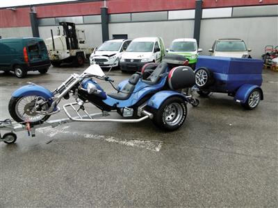 Motordreirad (Trike) "Boom Trikes BMS Chopper" mit Einachsanhänger "Stanz HP 350.01", - Fahrzeuge und Technik