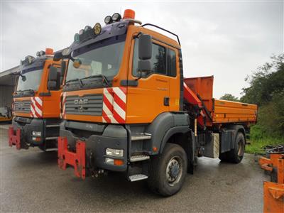 LKW "MAN/ÖAF TGA 18.360 4 x 4 BL" mit Frontladekran "Palfinger PK9501", - Fahrzeuge & Technik Land OÖ