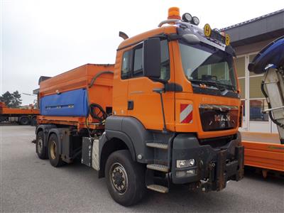 LKW "MAN TGS 28.400 6 x 4-4 BL Automatik" (3-achsig) mit Aufsatzstreuer "Gmeiner STA7000", - Auto e Veicoli