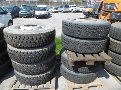 8 LKW Reifen mit Felgen 315/80R 22.5, - Fahrzeuge und Technik