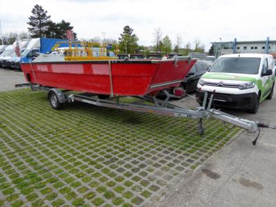 Arbeitsboot auf Einachsanhänger "Harbeck B1500M", - Fahrzeuge und Technik