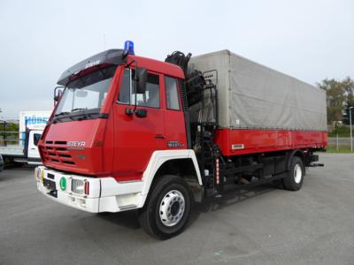 LKW "Steyr 19S27 4 x 4" mit Ladekran "Hiab 102-3.3" und Ladebordwand "Interhydraulik SLSS 1509", - Macchine e apparecchi tecnici