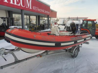 Schlauchboot "Lomac 450 open" auf Einachsanhänger "Pongratz PBA500", - Fahrzeuge & Technik