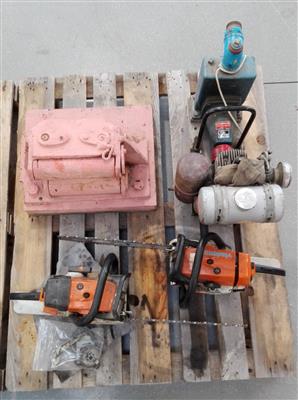 Pumpe "Stork KGE-11" mit Zweitaktmotor, 2 Motorsägen "Stihl MS260C und MS260", - Fahrzeuge, Baumaschinen und Forsttechnik