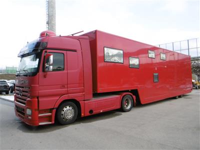 Wohn- und Werkstattsattelanhänger "Gföllner SK02/18L" mit Sattelzugmaschine "Mercedes Actros 1843LS", - Cars and vehicles