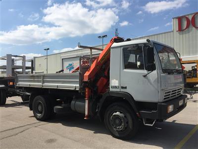 LKW "Steyr 14S18/K34/4 x 2" mit Ladekran "Palfinger PK7000A" und Arbeitskorb, - Cars and vehicles