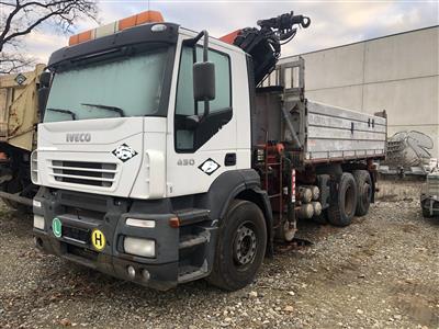 LKW "Iveco Stralis 430 Automatik (Euro3)" 3-Seitenkipper mit Kran "Palfinger PK16502", - Fahrzeuge und Technik