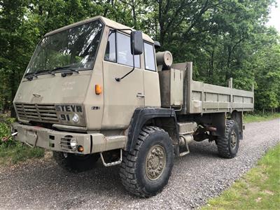 LKW "Steyr 1291.280/042/4 x 4M" mit Pritschenaufbau und hydraulischer Seilwinde, - Macchine e apparecchi tecnici