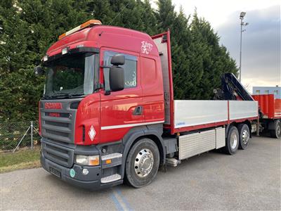 LKW "Scania R440 LB 6 x 2 4MNB Automatik (Euro 5)" mit Pritschenaufbau und Heckladekran "Effer 155-11/3S", - Motorová vozidla a technika