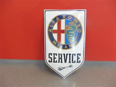 Werbeschild "Alfa Romeo Service", - Fahrzeuge und Technik