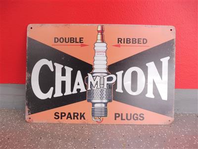 Werbeschild "Champion Spark Plugs", - Motorová vozidla a technika