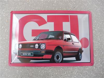 Werbeschild "Golf GTI", - Cars and vehicles