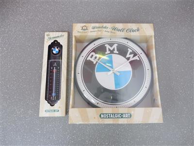 Wanduhr und Thermometer "BMW", - Cars and vehicles