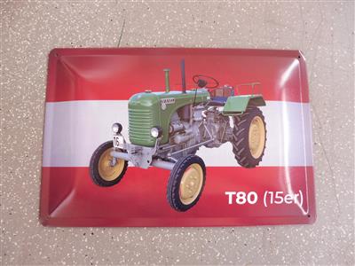Werbeschild "Steyr Traktor T80 (15er)", - Motorová vozidla a technika
