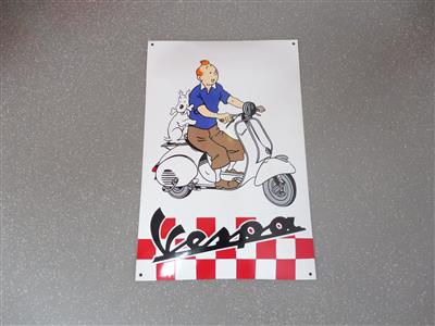 Werbeschild "Vespa mit Tintin", - Fahrzeuge und Technik