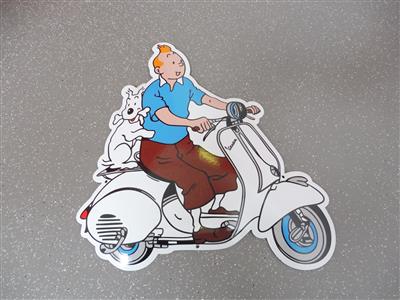 Werbeschild "Vespa mit Tintin", - Macchine e apparecchi tecnici