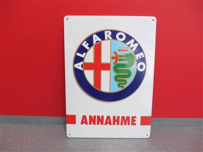 Werbetafel "Alfa Romeo Annahme", - Macchine e apparecchi tecnici