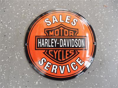 Werbeschild "Harley-Davidson Sales Service", - Fahrzeuge und Technik