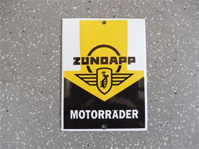 Werbeschild "Zündapp Motorräder", - Fahrzeuge und Technik