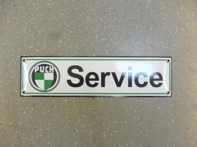 Werbeschild "Puch Service", - Fahrzeuge und Technik