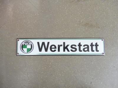 Werbeschild "Puch Werkstatt", - Fahrzeuge und Technik