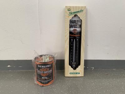 Thermometer und Spardose "Harley Davidson", - Fahrzeuge und Technik