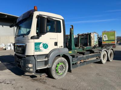 LKW "MAN TGS 28.440 6 x 2-2 BL Euro 4" mit Abrollkipper "Meiler", - Cars and vehicles