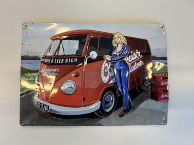 Werbeschild "VW Bus Budweiser", - Fahrzeuge und Technik