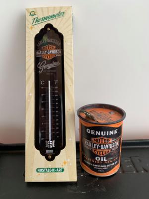 Thermometer und Spardose "Harley Davidson", - Fahrzeuge und Technik