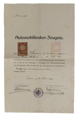 Automobillenker-Zeugnis - Automobilia