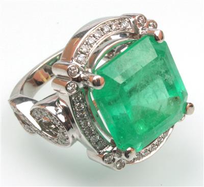 Smaragd-Brillant Ring - Gioielli