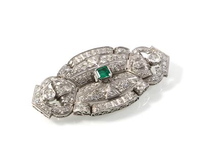 Smaragd Diamant Brosche - Jewellery