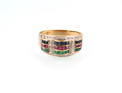 Smaragd-Rubin-SaphirBrillantring - Jewellery