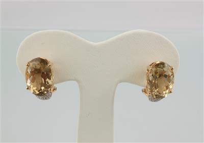 Brillant Lemonquarzohrclips zus. 12,61 ct - Christmas auction II