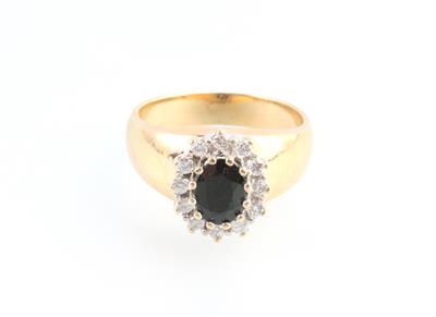 Saphir Brillantring zus. ca. 0,85 ct - Klenoty