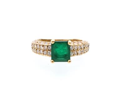 Smaragd Brillant Ring zus. ca.2,10 ct - Klenoty a náramkové
