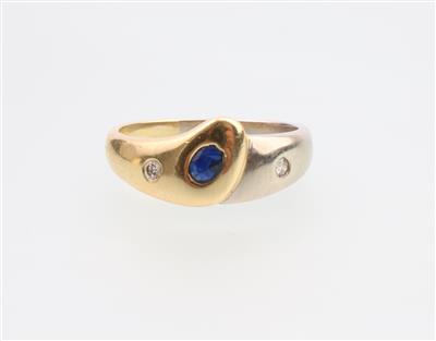 Brillant Saphir Ring zus. ca. 0,05 ct - Schmuck und Uhren