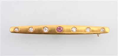 Diamant Rubin Brosche - Jewellery and watches