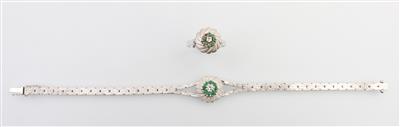 Brillant Smaragd Schmuckset zus. ca. 0,15 ct - Jewellery and watches