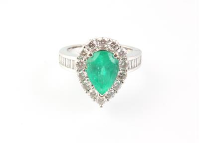 Smaragd-Diamant-Ring - Schmuck und Uhren
